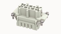 Розеточная контактная вставка, пружинная фиксация, 10 полюсов + PE, типоразмер 10B, 500V, 16A, сечение обслуживаемых проводников 0,75-2,5 мм кв, тип покрытия контактов: серебро