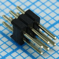 Вилка штыревая 1.27 мм на плату, 2X3