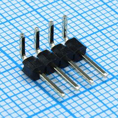 Соединитель штыревой, вилка на плату однорядная угловая, 4pin(1x4), шаг 2.54мм (A=3mm, B=6mm, C=6.07mm), тип - D