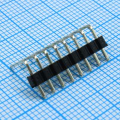 Соединитель штыревой, вилка на плату однорядная угловая, 8pin(1x8), шаг 2.54мм (A=3.00mm, B=6.00mm, C=6.00mm), тип - U