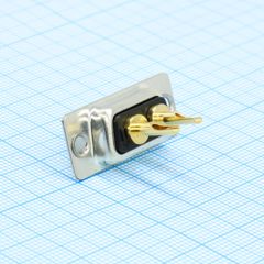 Разъем Machine Pin D-Sub 2V2, розетка 2 контакта под пайку на кабель, черный изолятор, 10А