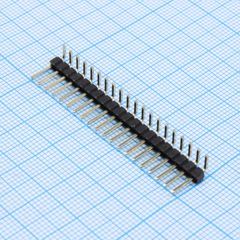 Соединитель штыревой, вилка на плату однорядная угловая, 20pin(1x20), шаг 2.54мм (A=6.3mm, B=3.20mm, C=4.36mm), тип - U
