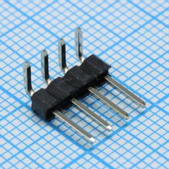 Соединитель штыревой, вилка на плату однорядная угловая, 4pin(1x4), шаг 2.54мм (A=6.3mm, B=3.20mm, C=4.36mm), тип - U