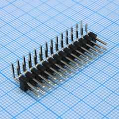 Соединитель штыревой, вилка на плату двухрядная угловая 28pin(2x14), шаг 2.54мм