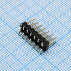 Соединитель штыревой, вилка на плату двухрядная угловая 14pin(2x7), шаг 2.54мм, поверхностный монтаж