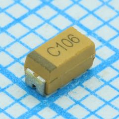 Конденсатор танталовый твердотельный SMD типоразмер A, 10 В, 10 мкФ ±10%, 125°С