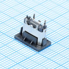 Разъем USB Type C розетка 16 контактов прямая на плату, монтаж SMT