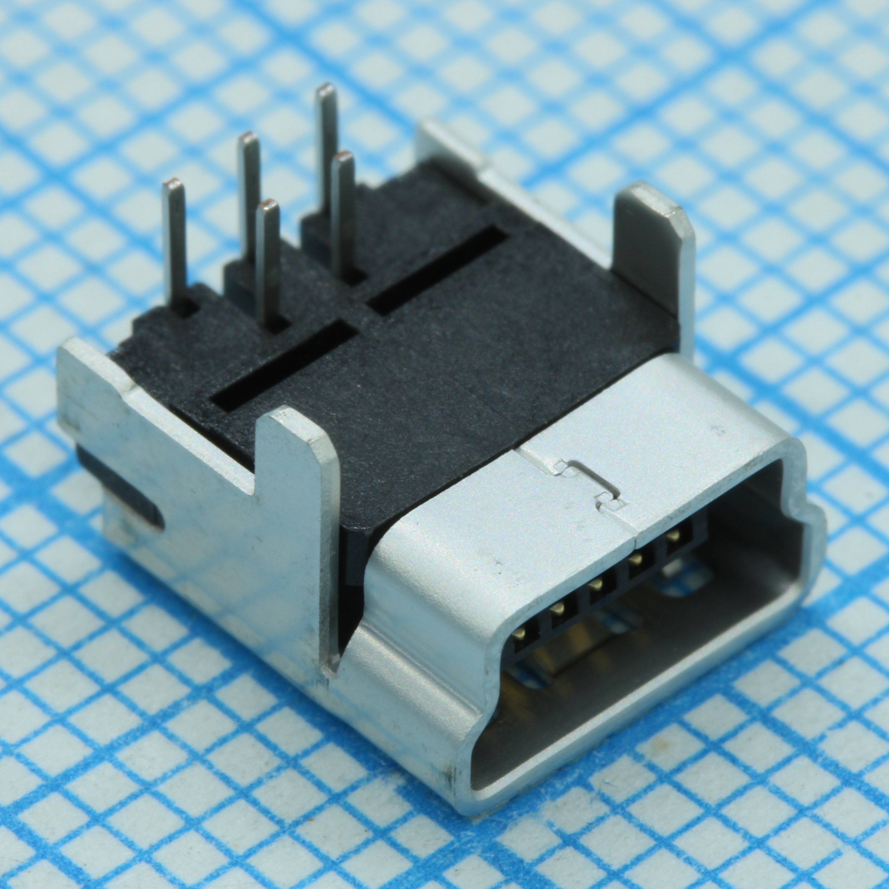 Разъем Mini USB тип B, USB 2.0, розетка, 5 вывод(-ов), Монтаж в Сквозное Отверстие