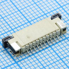 FPC разъем для шлейфа на плату, поверхностный монтаж 10pin, шаг 1.00мм (контакты сверху)