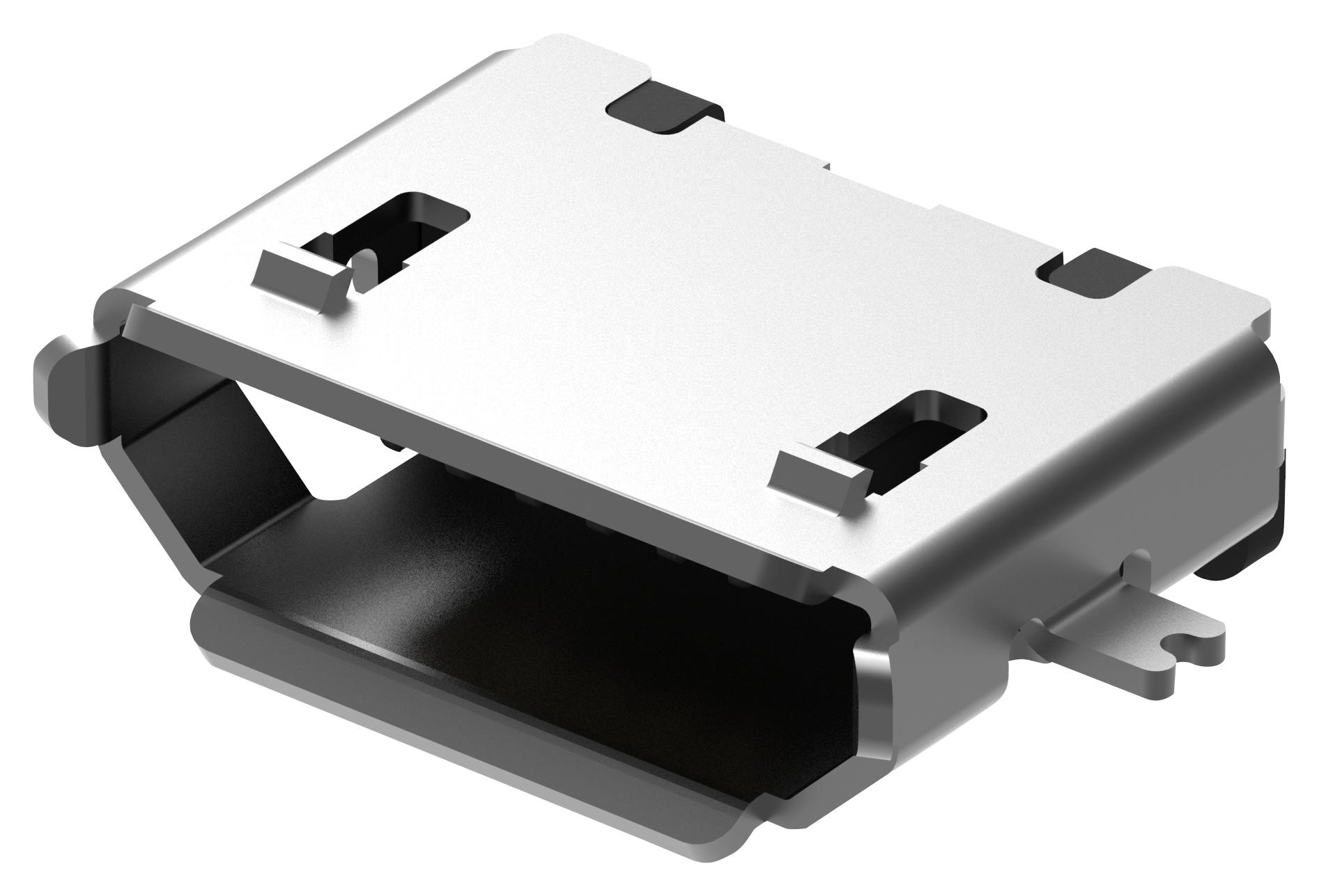 Разъем Micro USB B розетка 5 контактов угловая на плату, монтаж SMT