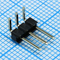 Соединитель штыревой, вилка на плату однорядная угловая, 3pin(1x3), шаг 2.54мм (A=6.3mm, B=3.20mm, C=4.36mm), тип - U