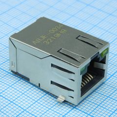 Разъем RJ-45 RCP 8 контактов шаг 1.02мм угловой SMD 12 терминалов 1 порт лента на катушке