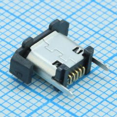 Разъем микро USB тип B 2 контакта питания /3 сигнальных контакта SMD 5 терминалов 2 порта лента на катушке