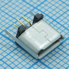 Разъем микро USB тип B 2 контакта питания /3 сигнальных контакта шаг 0.65мм монтаж в отверстие
