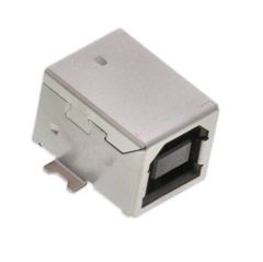 Разъем USB B розетка угловая на плату, черный изолятор, монтаж SMT