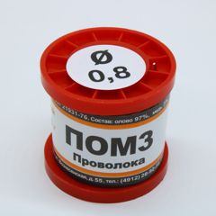 Припой проволочный оловянно-медный ПОМ-3 0.8мм 100гр. катушка