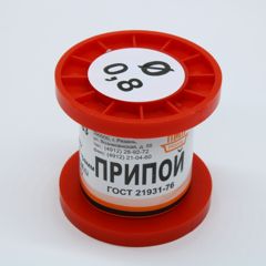 Припой проволочный без канифоли ПОС63 0.8мм 50гр. катушка