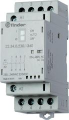 Контактор модульный 2NO + 2NC 25А AgSnO2 230В AC/DC 35мм IP20 опции: мех. индикатор + LED