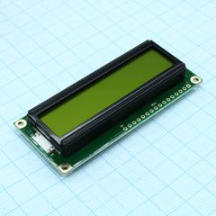 ЖКИ знакосинтезирующий 16 x 2, STN Желто-зеленый Позитивный/прозрачно-отражающий светодиодная подсветка желто-зеленая размеры 80x36 мм, видимая область 66x16 мм, -20...70°C