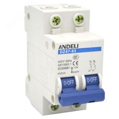 АВТ. ВЫКЛ. DZ47-63/2P 10A 4.5KA Х-КА C (ANDELI)