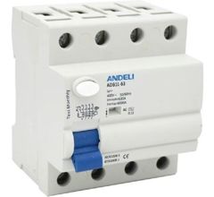 УЗО ADB1L-63 4P 32A 30MA ТИП AC 6KA (ANDELI)