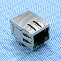 Разъем RJ45, экранированный со светодиодами (жёлтый/зелёный) и трансформатором, 8P8С