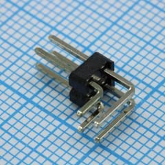 Соединитель штыревой, вилка на плату двухрядная угловая 4pin(2x2), шаг 2.54мм