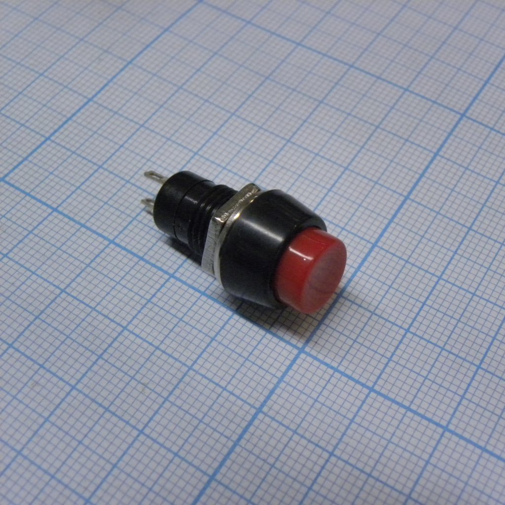 Кнопка ON-OFF 1A 250VAC круглая M10 с фиксацией красная