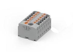 Блок распределения потенциала, 13 точек подключения, тип фиксации провода: Push-in, номинальное сечение: 2,5/6 мм кв., 41A, 450V, цвет: серый
