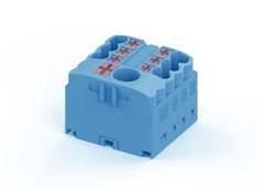 Блок распределения потенциала, 7 точек подключения, тип фиксации провода: Push-in, номинальное сечение: 1,5/4 мм кв., 32A, 450V, цвет: синий
