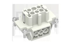 Розеточная контактная вставка, винтовая фиксация, 6 полюсов + PE, типоразмер 6B, 500V, 16A, сечение обслуживаемых проводников 0,14-2,5 мм кв, тип покрытия контактов: серебро