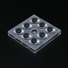 Групповая квадратная линза на 8 светодиодов 5050/3535/3030 , ~30°, 50x50мм H:6.8мм, PC