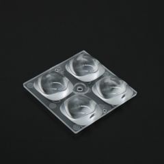 Групповая квадратная линза 2x2 на 4 светодиода 5050/3030 эфф=93% пешеходная ассиметр. диаграмма (левая сторона), 50x50мм H:9,76мм, PMMA