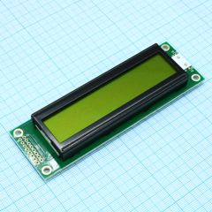 ЖКИ знакосинтезирующий 20 x 2, STN Желто-зеленый Позитивный/прозрачно-отражающий светодиодная подсветка желто-зеленая размеры 116x37 мм, видимая область 85x18.6 мм, -20...70°C, контактные площадки 2 ряда слева 16 выводов