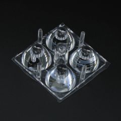 Групповая квадратная линза 2x2 на 4 светодиода 3535/3030, ~7°, эфф=93%, 50x50мм H:15мм, PC