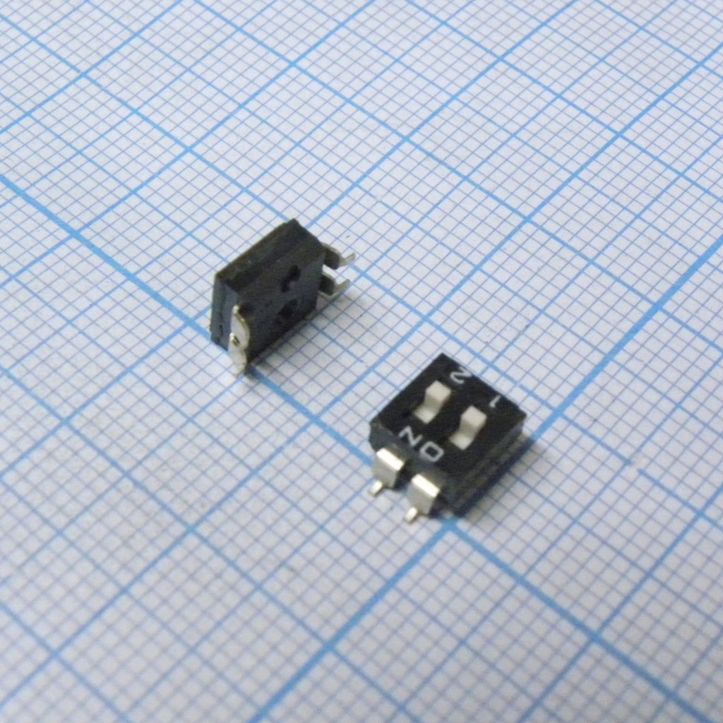 Движковый переключатель 2 группы SMD монтаж 2.54мм 25мА 24В