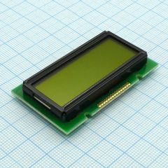 ЖКИ знакосинтезирующий 12 x 2, STN Желто-зеленый Позитивный/прозрачно-отражающий светодиодная подсветка желто-зеленая размер 55.7x32 мм, видимая область 46x14.5 мм, питание 5В, -20...70°C, контактные площадки снизу 15 выводов