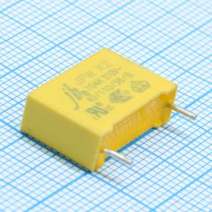 Конденсатор помехоподавляющий X2  0.10мкФ 310В переменного тока ±10% (18х6х12мм) радиальный 15мм выводы 4мм 105°C россыпь