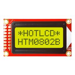 ЖКИ знакосинтезирующий 8 x 2, STN Серый Позитивный/прозрачно-отражающий светодиодная подсветка желто-зеленая размер 58x32 мм, видимая область 38х16 мм, питание 5В, -20...70°C, 6 o`clock, 16 контактов 2 ряда слева
