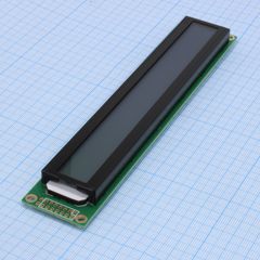 ЖКИ знакосинтезирующий 40 x 2, STN Серый Позитивный/прозрачно-отражающий светодиодная подсветка желто-зеленая, размер 182x33,5 мм, видимая область 155,1х16 мм, питание 5В, 0...50°C, 6 o`clock