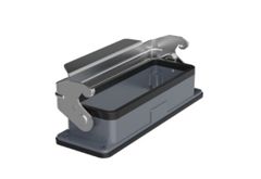 Основание разъема на панель, открытое, типоразмер 24B, с уплотнителем, с одной металлической защелкой, без защитной крышки, материал корпуса: алюминиевый сплав