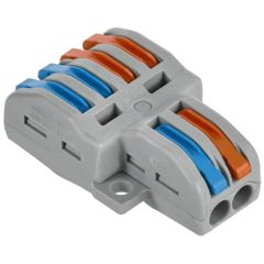 Клеммная колодка, 2*3 полюса, рычажковый зажим провода, сечение провода: 0.08 - 4 мм кв., номинальные характеристики: 450 V; 32 A; цвет прозрачный 3 полюса, рычажковый зажим провода, сечение провода: 0.2 - 4 мм кв., номинальные характеристики: 250 V, 32 A