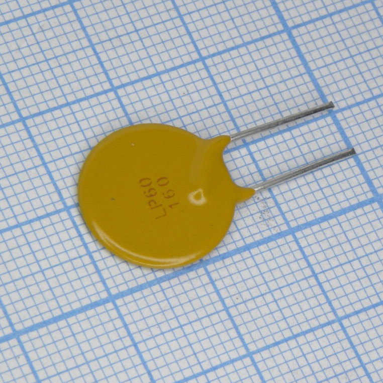 Самовосстанавливающийся предохранитель PTC 1.6A(hold) 3.2A(trip) 60V 40A 1.98W 11.4s 0.09Ohm Radial 16 X 3.1mm, Bulk